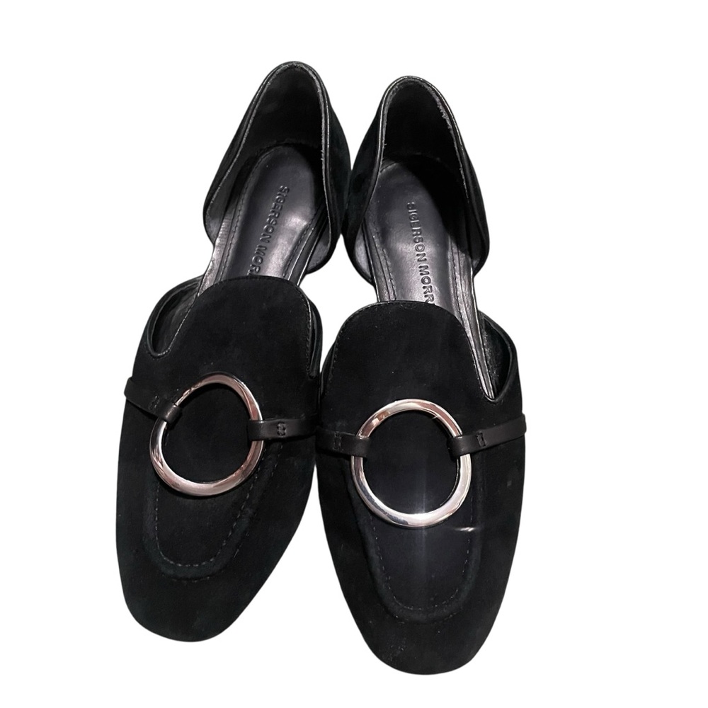 Sigerson Morrison Black‎ Leather Suede Buckle Flats  Loafers  Size 36.5/6 Classy